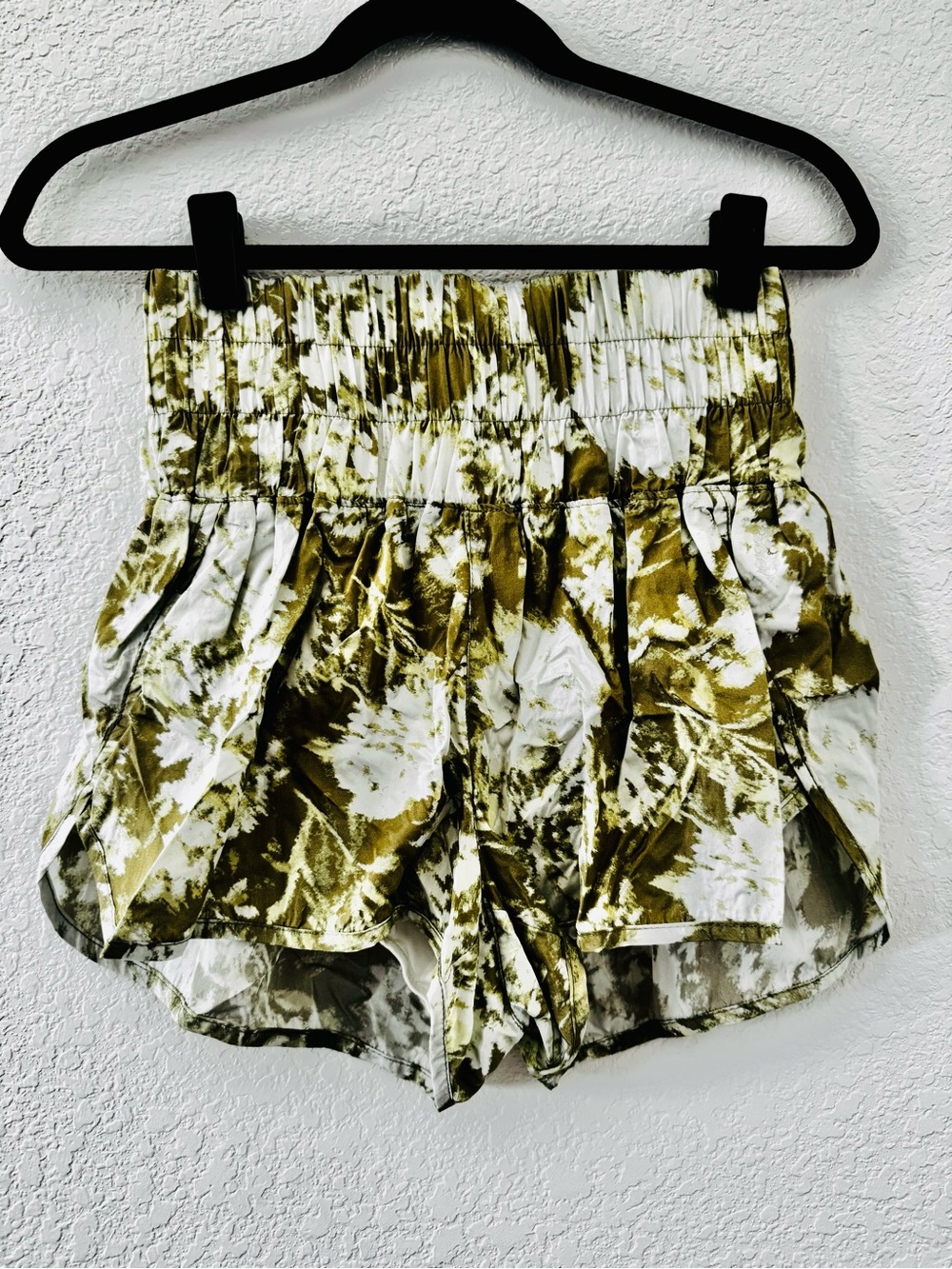 Free People Movement The Way Home Lined Running Shorts Olive Green Tye Dye